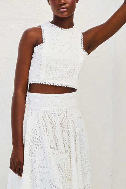 Paris Dreaming Embroidered Lace Crop Tank Top-consonak