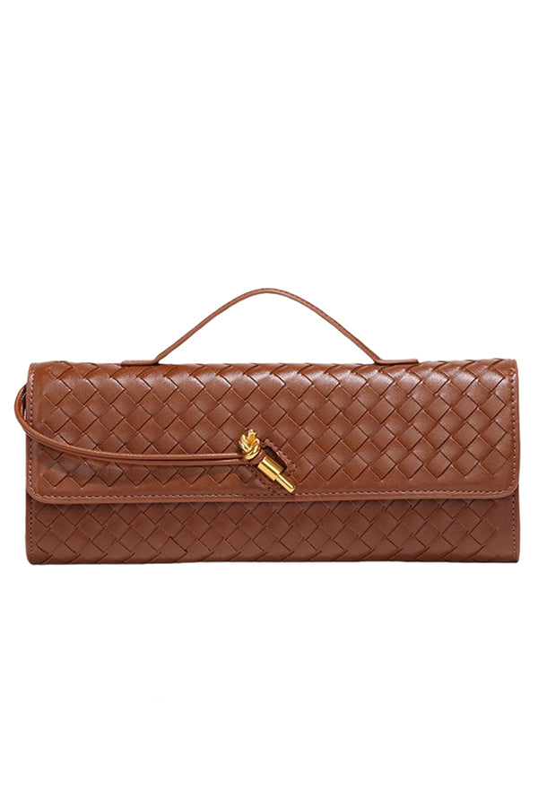 Woven Soft Leather Horizontal Square Accordion Bag | Consonak