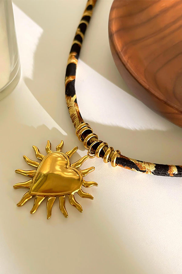 Leopard Print Velvet Rope Design Stainless Steel Necklace | Consonak