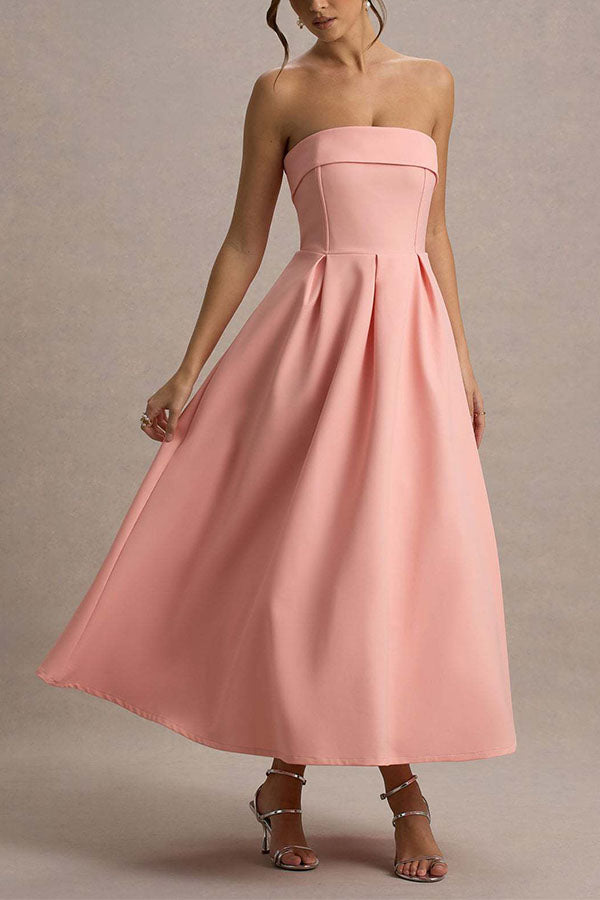 Celine Strapless Midi Dress-Consonak