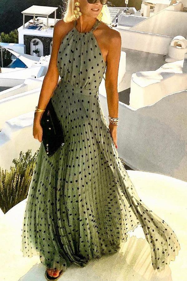 Inhale Love Dot Printing Maxi Dress | Consonak