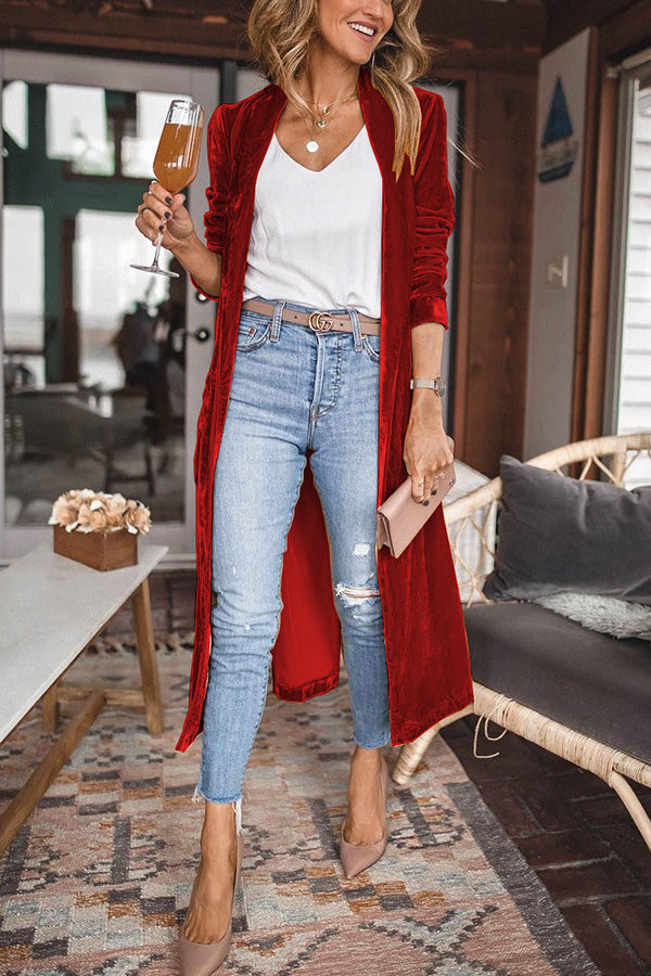 Cheering My Way Velvet Kimono Coat-consonak