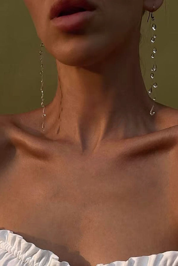 Clear Crystal Dewdrop Earrings-Consonak