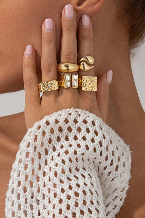 Fashionable Hollow Diamond Irregular Retro Ring-consonak