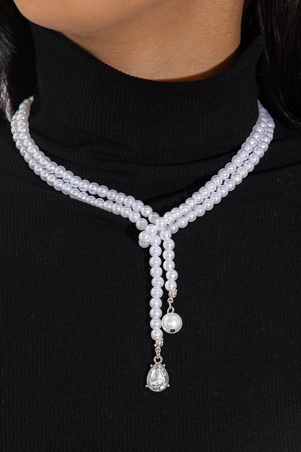 Vintage Simple Pearl Tassel Necklace-consonak