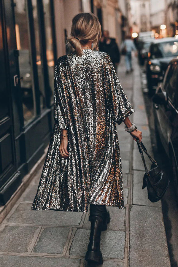 Disco Glamour Sequin Bell Sleeve Kimono-consonak