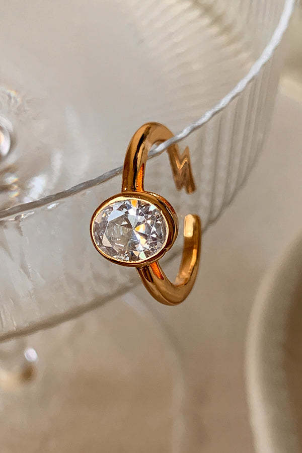 Elegant Silver-plated Diamond Open Ring-consonak