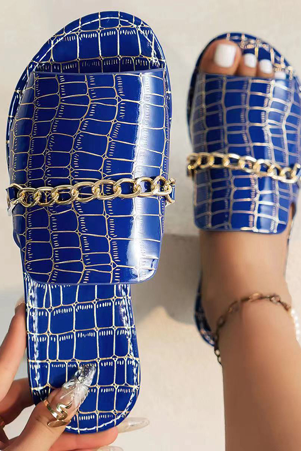 Casual Flat Beach Sandals with Chain Accessories-consonak