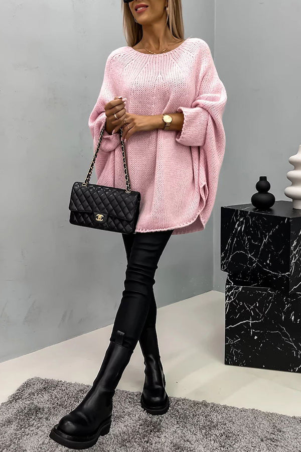 Remember Me Knit Crew Neck Poncho Loose Sweater | Consonak