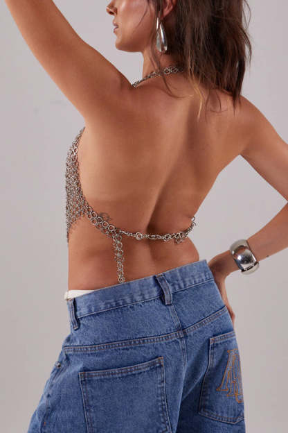 Fashion Sequin Shell Embellished Sexy Vest Body Chain-consonak
