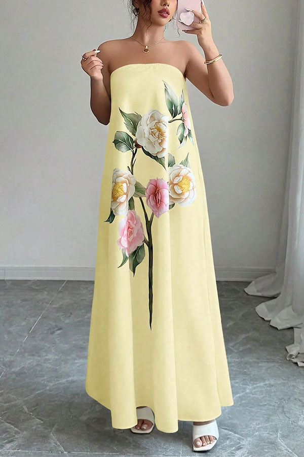 Florence Romantic Floral Tube Dress-Consonak