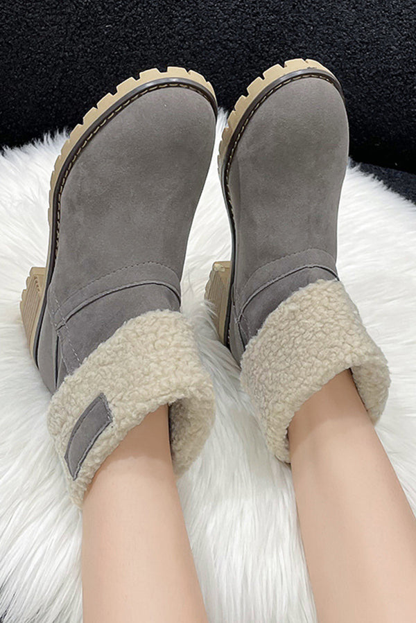 Leopard Print Thick Heel Warm Mid-calf Snow Shoes-consonak