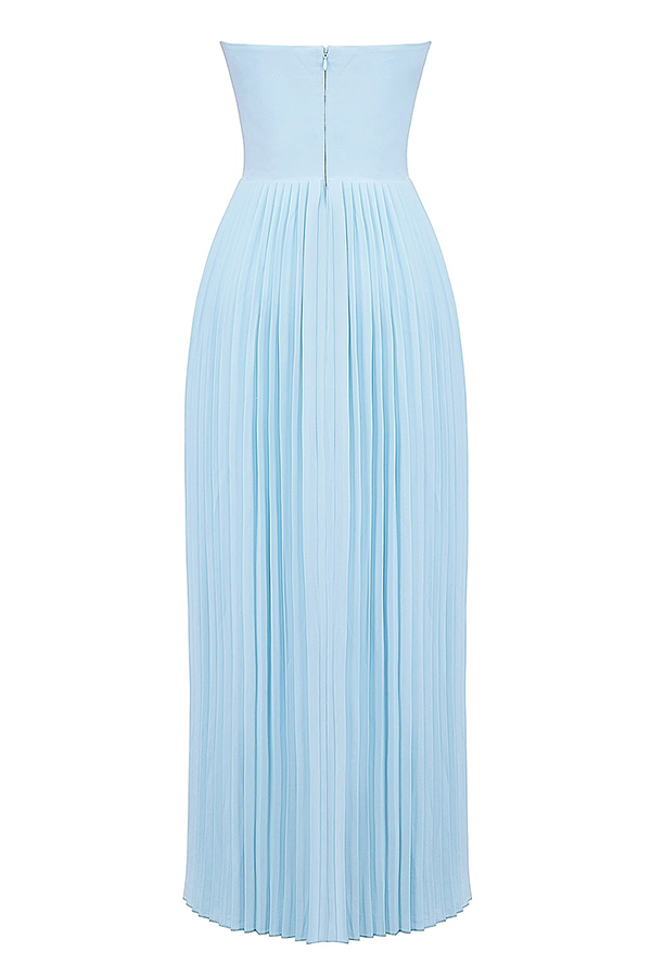 Romantic and Elegant Pleated Strapless Maxi Dress-consonak