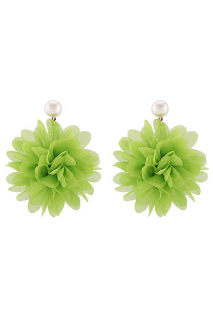 Fashion Holiday Fabric Floral Pearl Earrings-consonak
