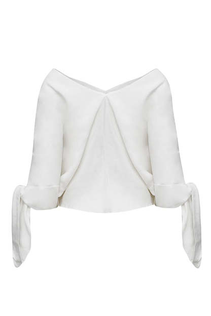 Joyful Bond Linen Blend V-neck Knotted Cuff Half Sleeve Loose Top-consonak