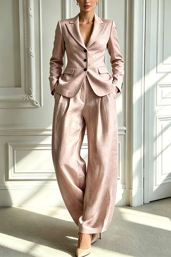 Minimalist Chic Tailored Blazer & Pleated Pant Suit-Consonak