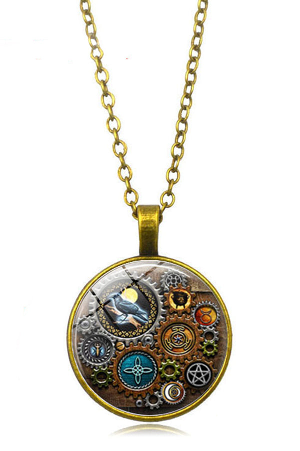 Steampunk Mechanical Time Gem Necklace-consonak