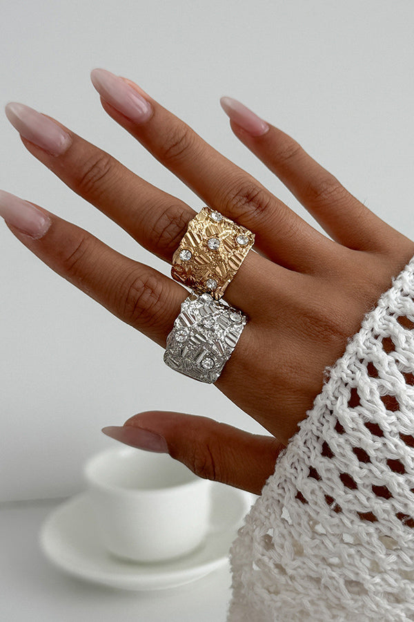 Fashionable Hollow Diamond Irregular Retro Ring-consonak
