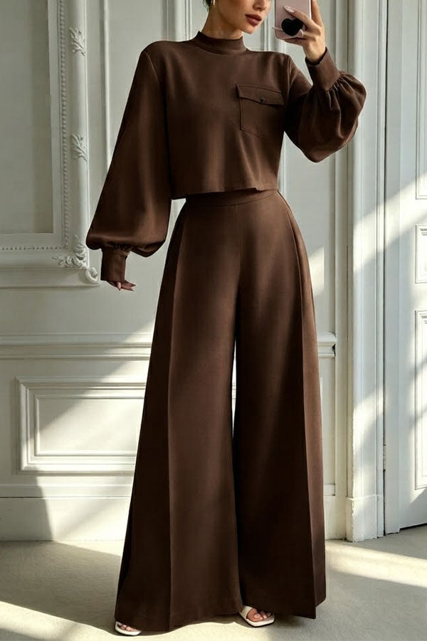 The Ultimate Chic Matching Set: Crop Top & Wide-Leg Pants-Consonak