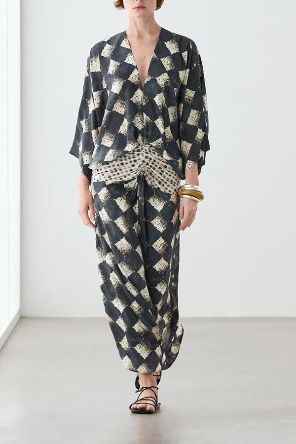 Nomad Diamond Print Kaftan Maxi Dress-Consonak