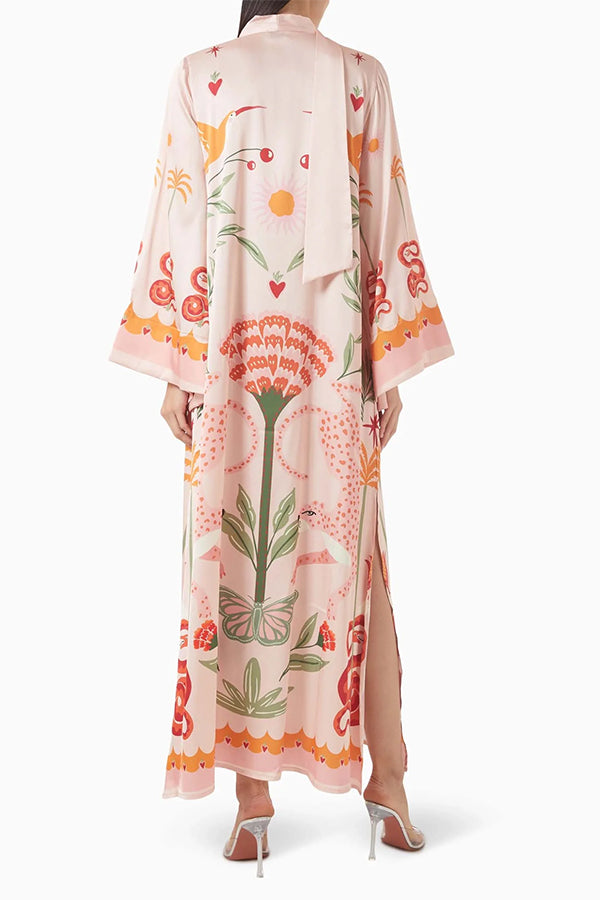Safari Fantasy Tie-Neck Maxi Dress-Consonak