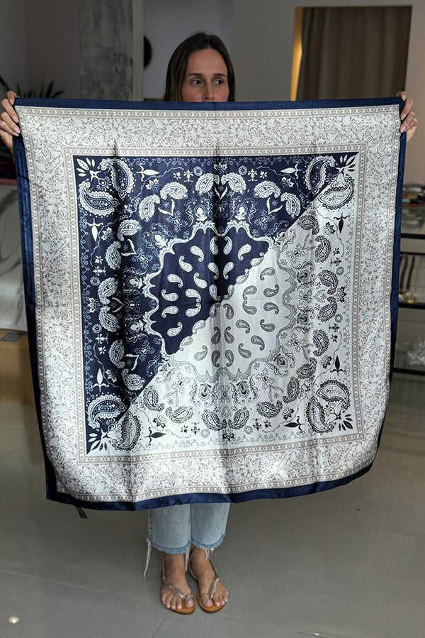 Bohemian Ethnic Style Color Matching Square Silk Scarf-consonak