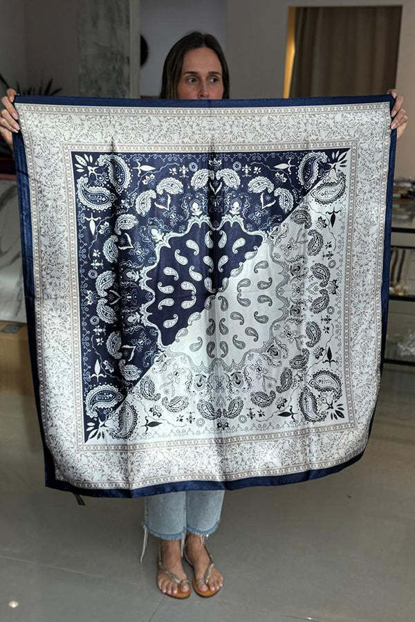 Bohemian Ethnic Style Color Matching Square Silk Scarf-consonak