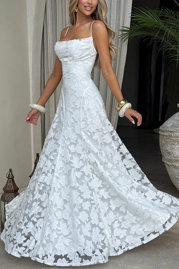 Francis Custom Floral Burnout Fabric Cowl Neck Back Lace-up Maxi Dress-consonak