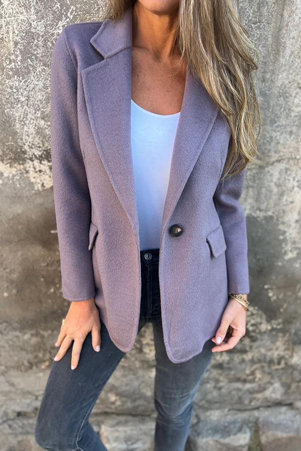 Daytime Perfection Faux Wool Lapel Button Relaxed Blazer-consonak