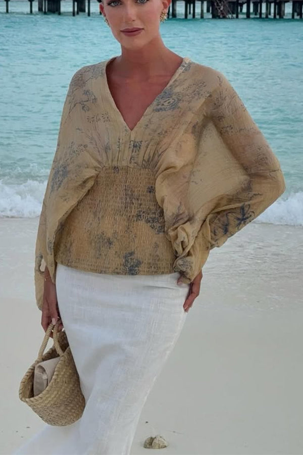 Bohemian Style Ibiza Embroidered Wide-sleeved Shirt-Consonak