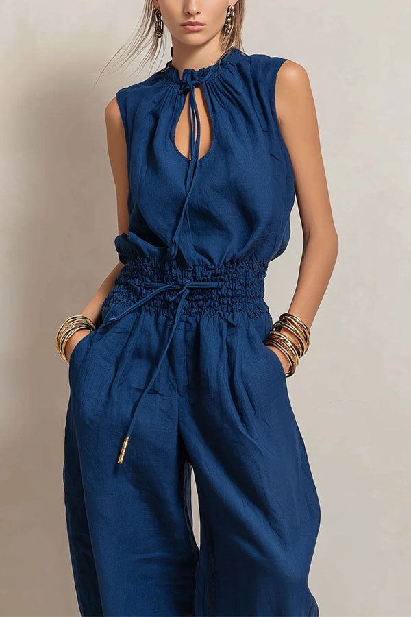 Chic Sleeveless Top and High-Waisted Wide-Leg Pants-Consonak