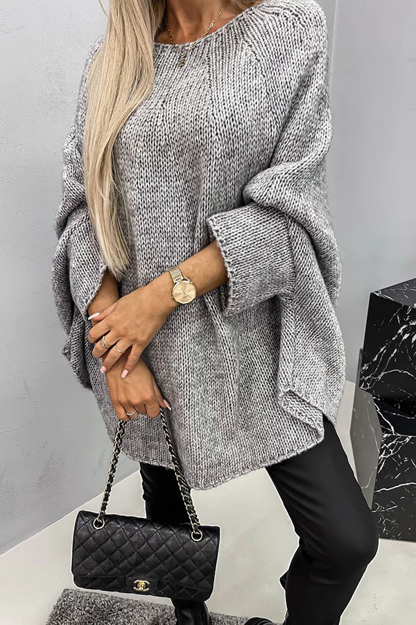Remember Me Knit Crew Neck Poncho Loose Sweater | Consonak