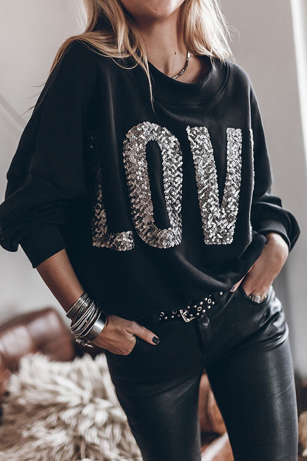 Lots of Love for You Sequin Loose Pullover Top-consonak