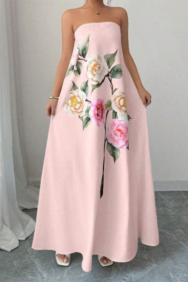 Florence Romantic Floral Tube Dress-Consonak