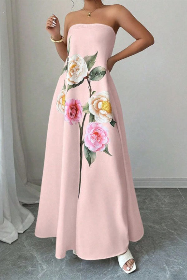 Florence Romantic Floral Tube Dress-Consonak