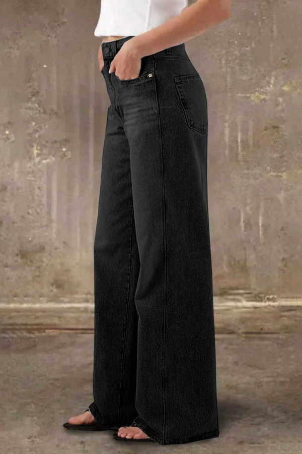 Stylish Casual Pocket Loose Straight Leg Jeans