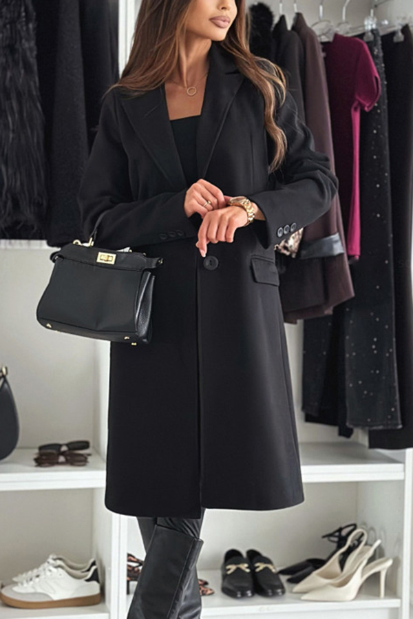 Fashionable Casual Lapel Long Sleeve Single Breasted Loose Coat-consonak