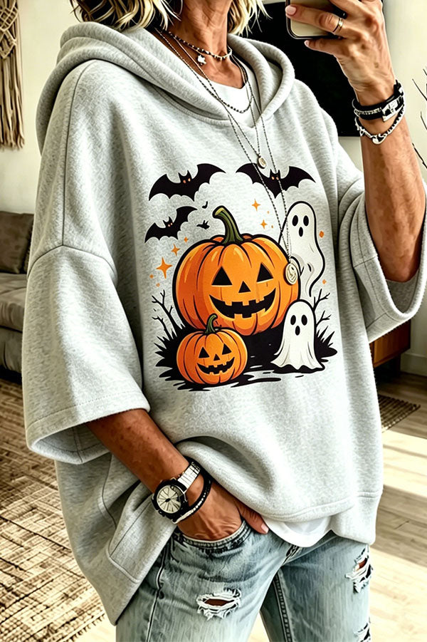 Halloween Pumpkin Graphic Oversized Hoodie-Consonak