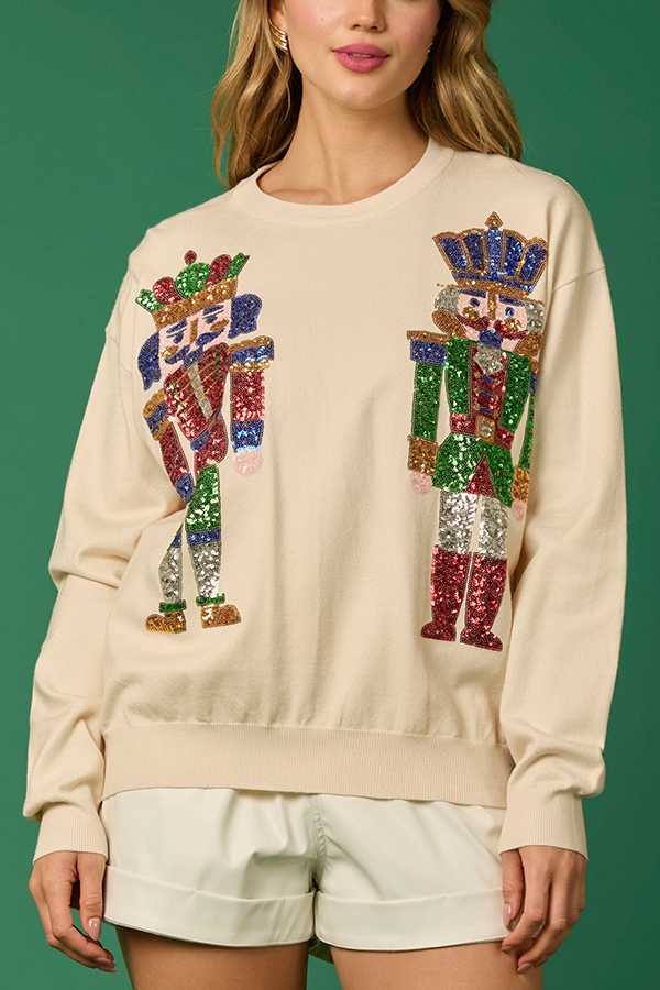 Christmas Soldier Sequined Fashion Casual Sweatshirt-consonak