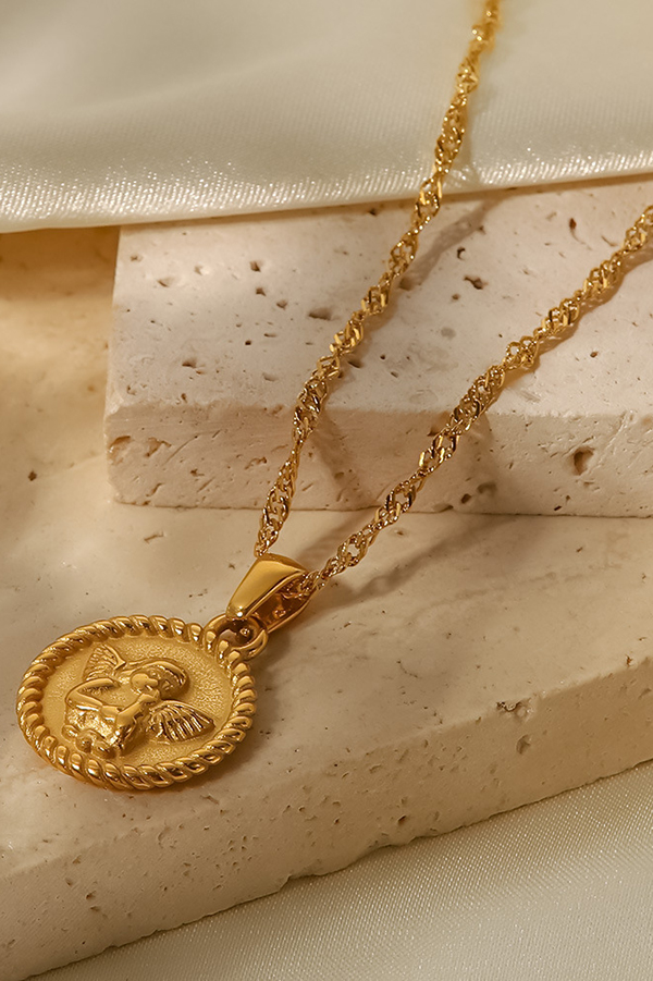 Vintage Stainless Steel Zircon Love Pendant-consonak