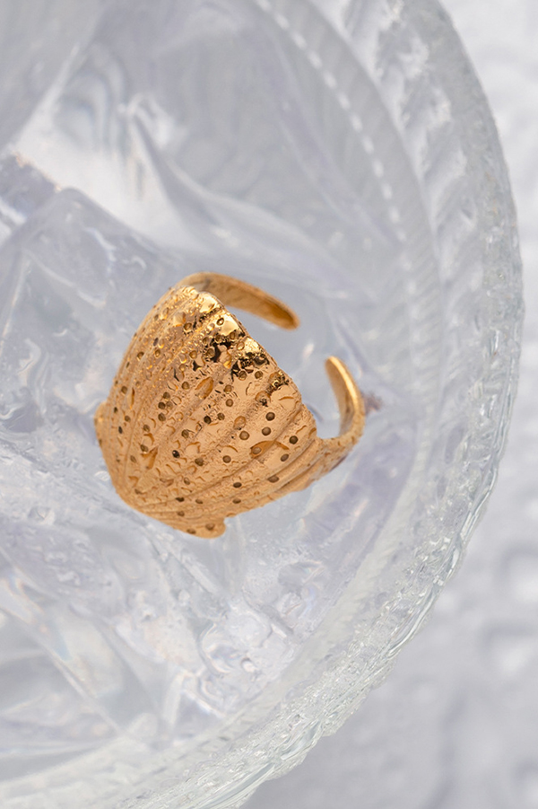 Fashionable and Luxurious Gold Shell Open Ring-consonak