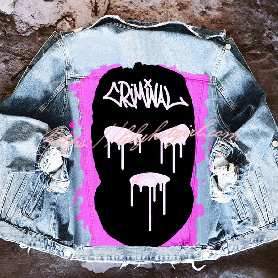 Halloween Print Long Sleeve Denim Jacket-consonak