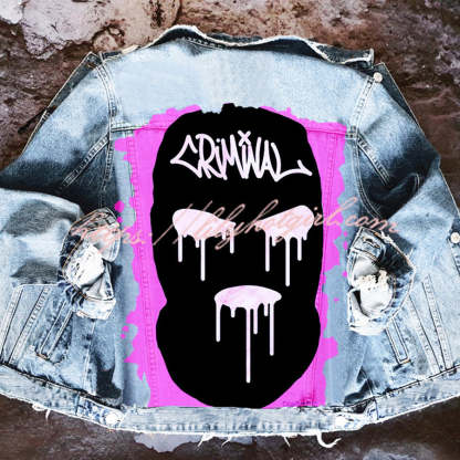 Halloween Print Long Sleeve Denim Jacket-consonak