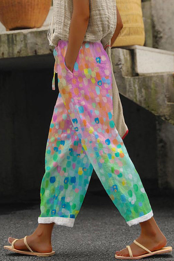 Casual Unique Printed Button Pocket Pants-consonak