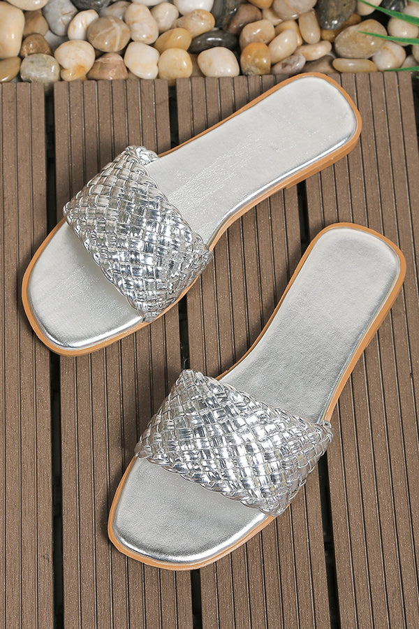 Fashionable Colorful Woven Beach Flat Sandals-consonak