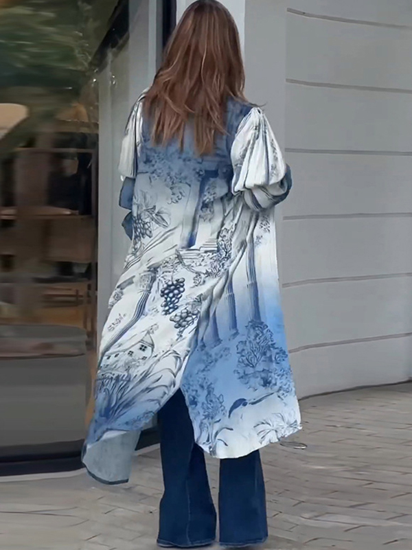 Unique Printed Loose Long Shirt Outerwear-consonak