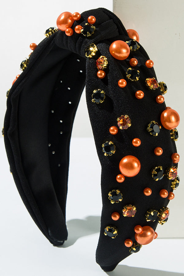 Halloween Fabric Knotted Diamond and Pearl Hair Accessories | Consonak