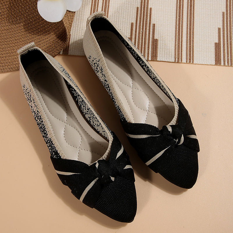 Fashionable Bow Colorblock Casual Flats-consonak