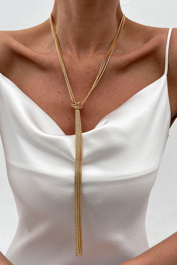 Simple Y-shaped Metal Tassel Chain Necklace | Consonak