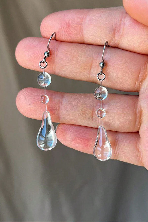 Clear Crystal Dewdrop Earrings-Consonak
